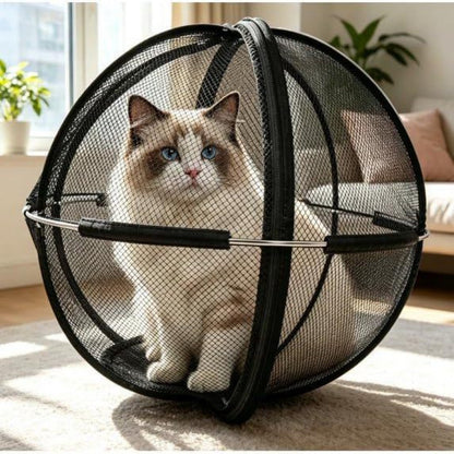 Large Foldable 360-Degree Rolling Mesh Cat Playpen Ball