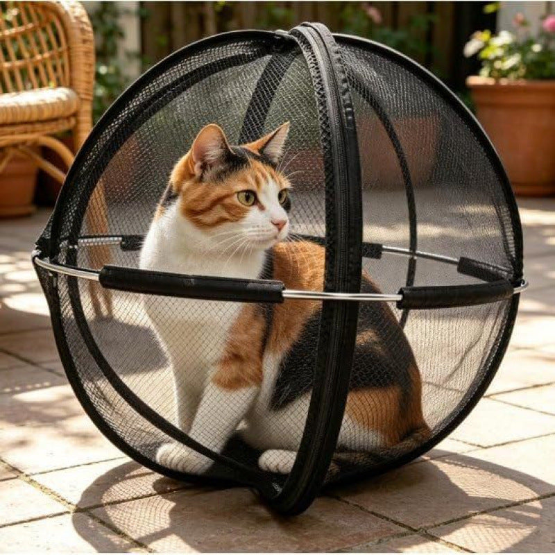 Large Foldable 360-Degree Rolling Mesh Cat Playpen Ball