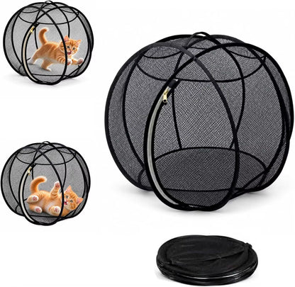 2027 New Rolling 360° Panoramic Cat Playpen, Collapsible Breathable Pet Playpen with Zipper, Lightweight Popup Safe