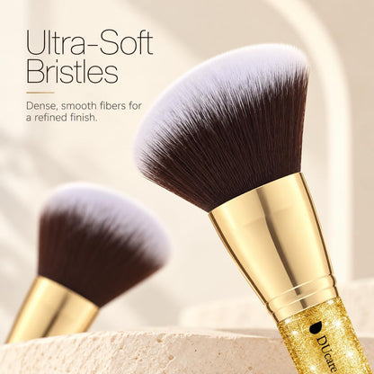 Makeup Brushes Duo End Foundation Powder Buffer Contour 2Pcs Gold