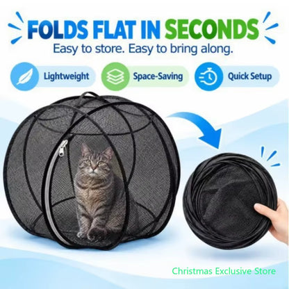 2027 New Rolling 360° Panoramic Cat Playpen, Collapsible Breathable Pet Playpen with Zipper, Lightweight Popup Safe