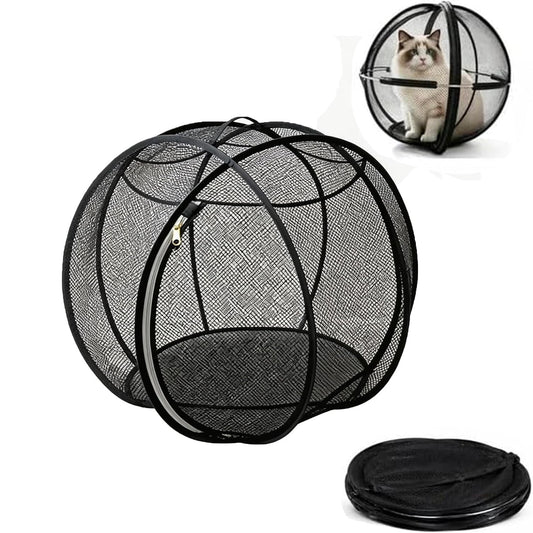 Large Foldable 360-Degree Rolling Mesh Cat Playpen Ball